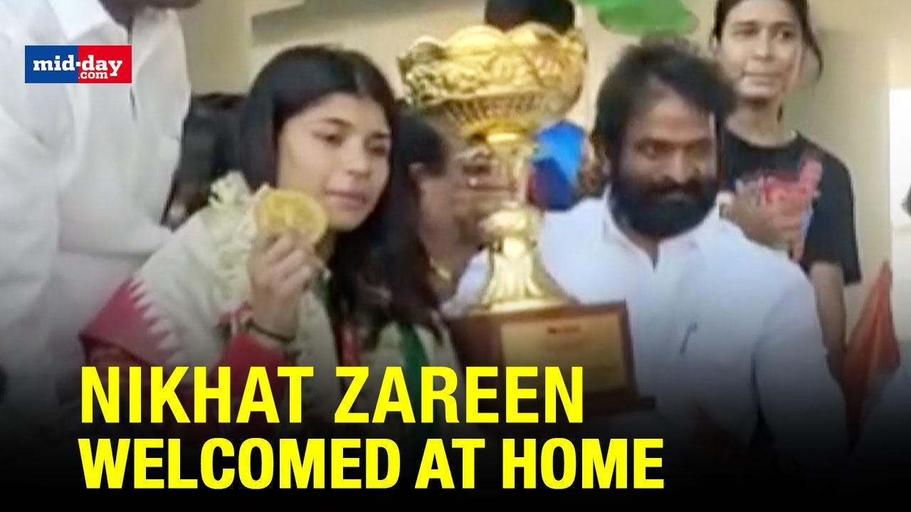 World Boxing Champion Nikhat Zareen Receives Warm Welcome At Her Home