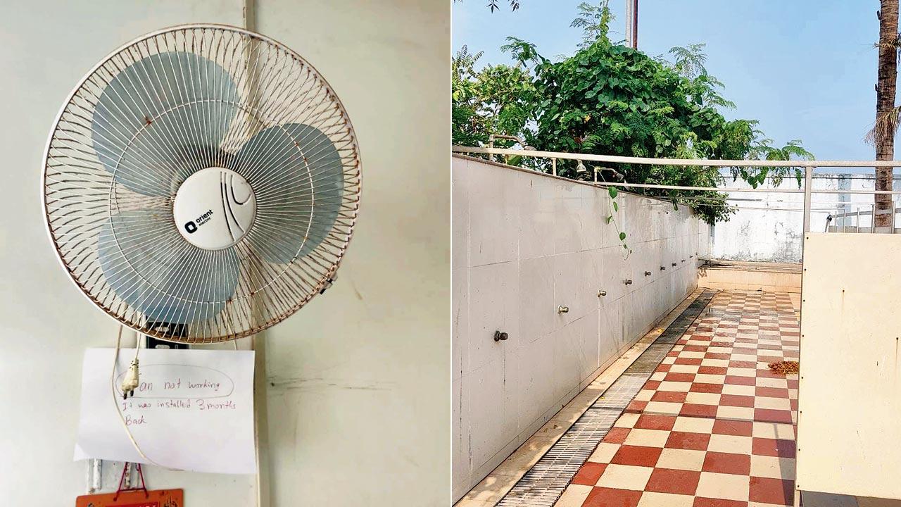 Dysfunctional fan and showers at the Dadar facility