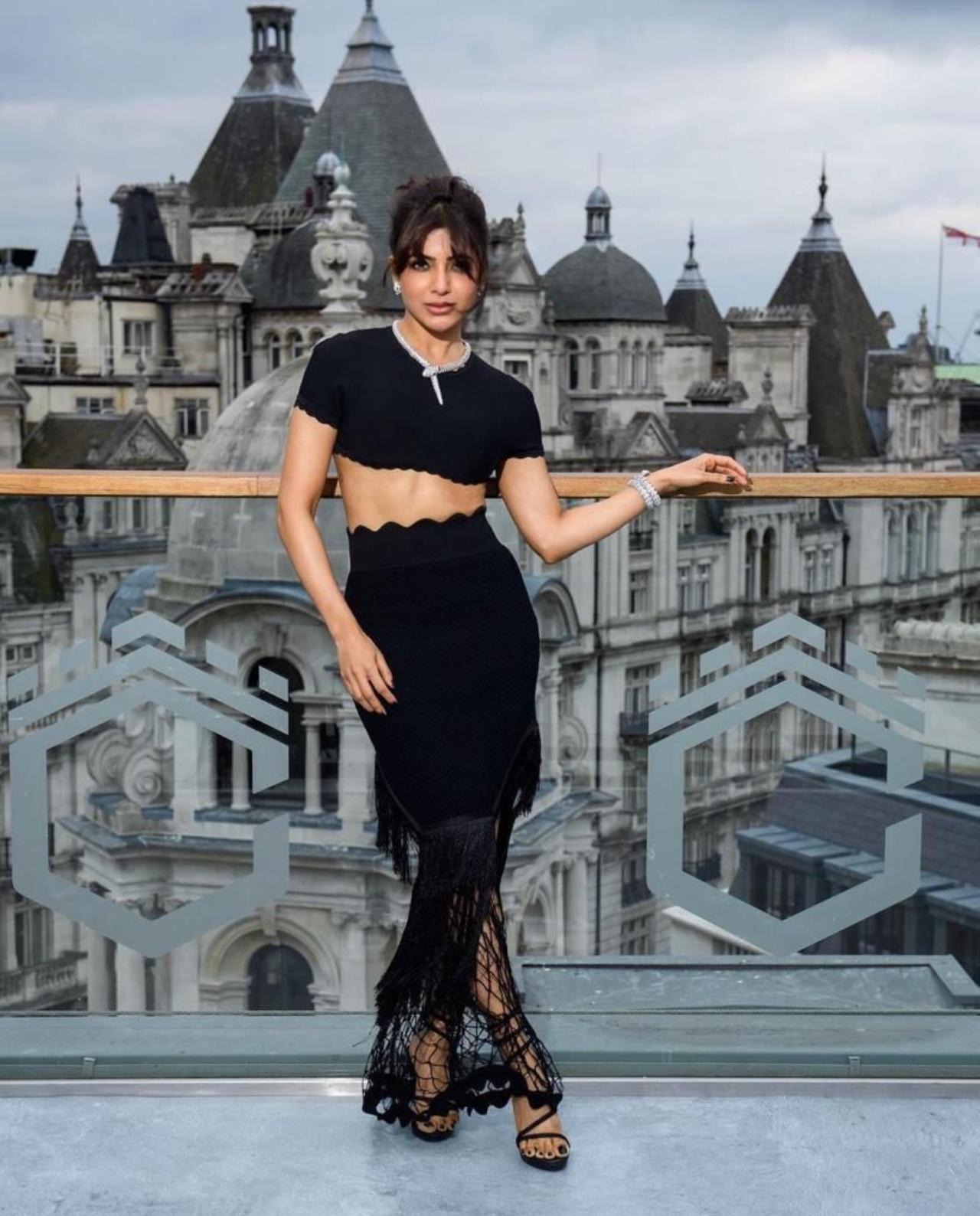 Samantha Ruth Prabhu attended the global premiere of Citadel in London and looked absolutely stylish and ravishing in her chic black ensemble.