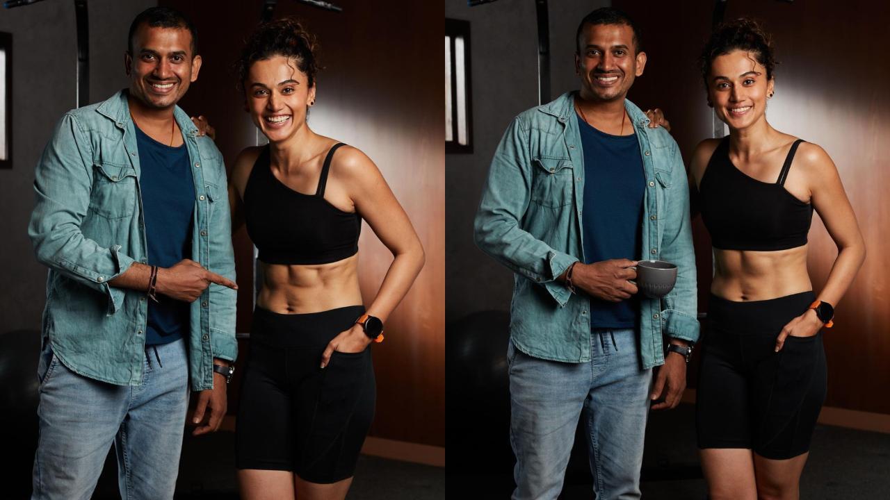 Taapsee Pannu flaunts washboard abs in picture with trainer