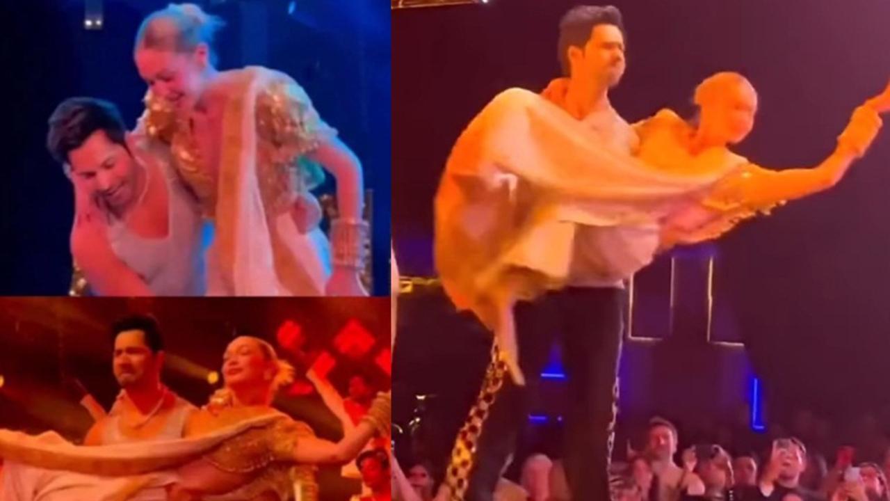 Varun Dhawan picks Gigi Hadid up, spins around on stage at the Nita Mukesh Ambani Cultural Centre event