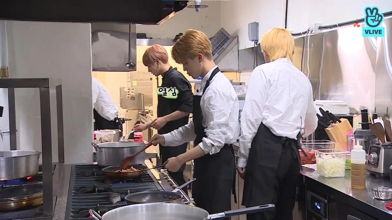 BTS also got a taste of what it felt like to work in the close confines of an industrial kitchen in another Run! BTS episode