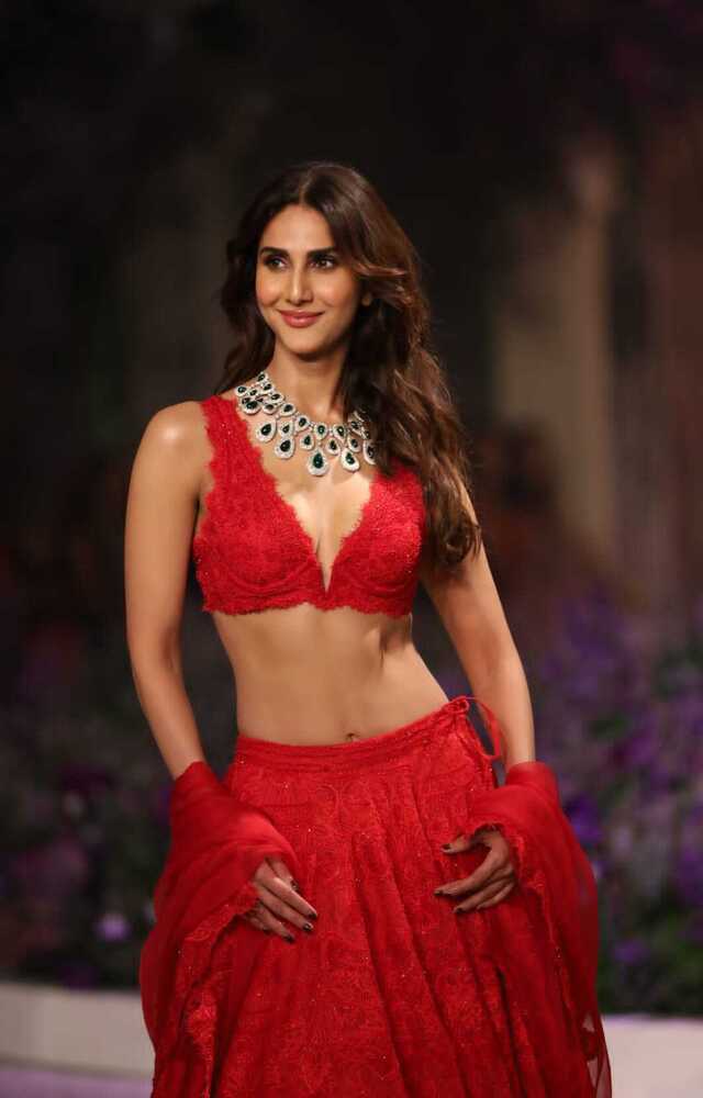 Vaani Kapoor wore a beautiful red lehenga set with a matching dupatta