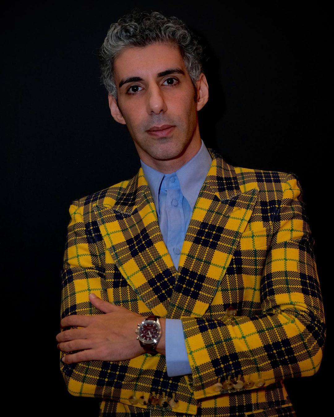 In a vibrant fashion choice, Jim Sarbh dons a yellow checked blazer paired with a stylish blue undershirt. The combination showcases his playful yet sophisticated taste in attire. 