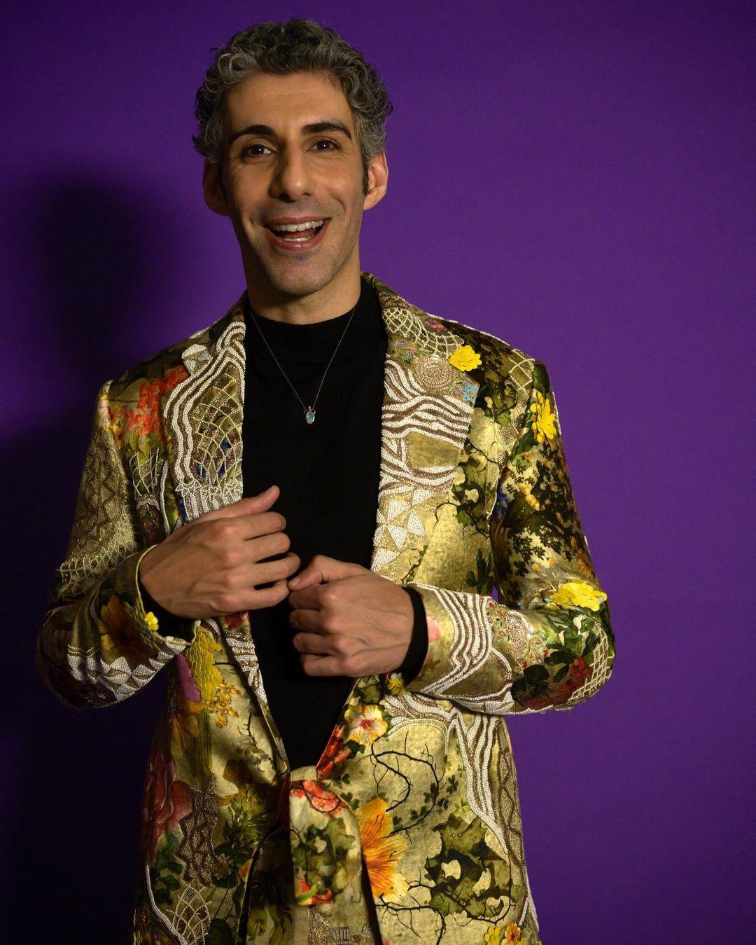 Jim Sarbh truly turns heads with his fashion choice. Opting for a captivating blend of styles. He confidently rocked a blazer adorned with an intricate floral print that injected a sense of playfulness into his outfit. 