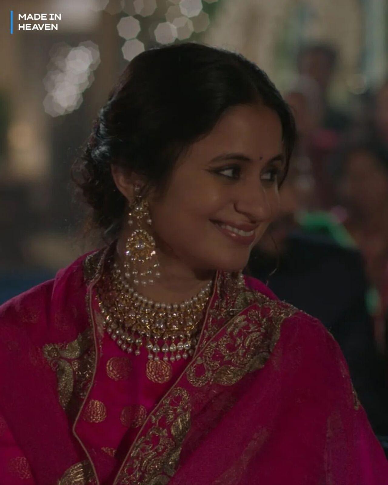 Rasika Dugal looks like the perfect bride-to-be in this pink saree with golden embroidery
