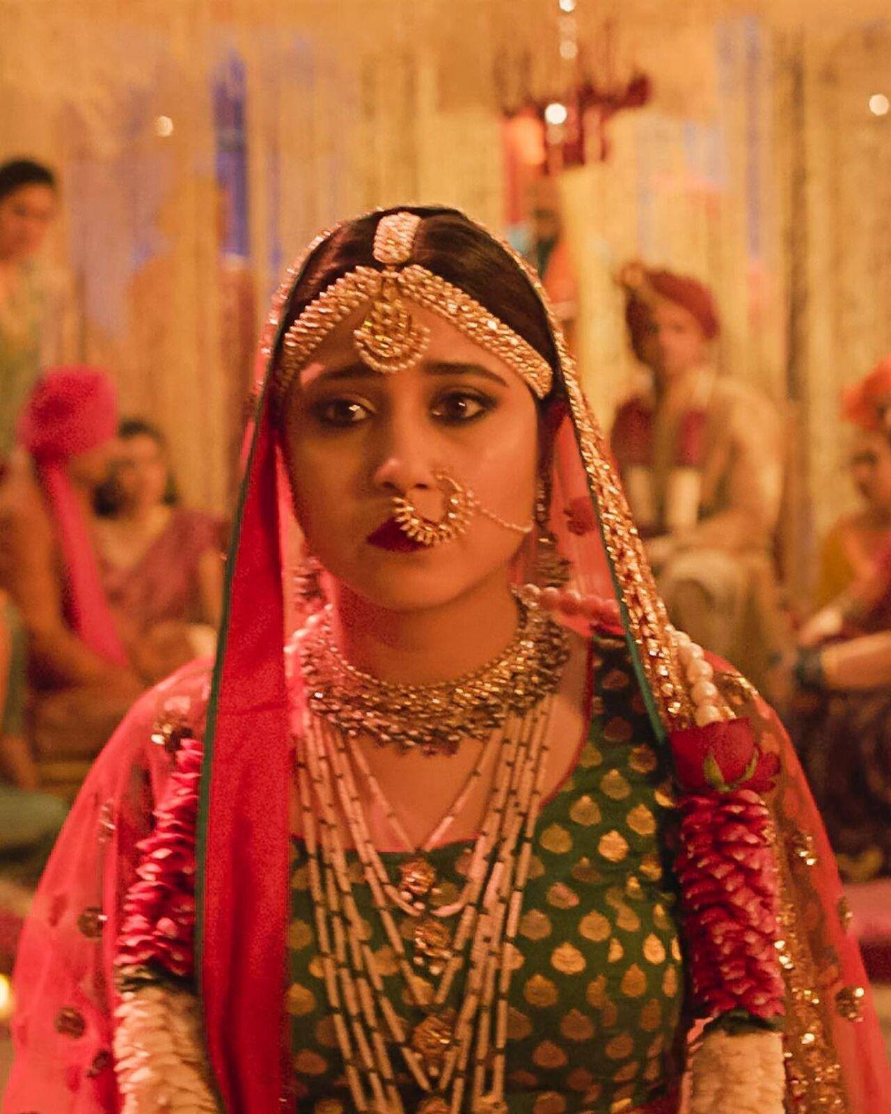 Shweta Tripathi looked stunning in her bridal outfit in the timeless colour combination of green and pink