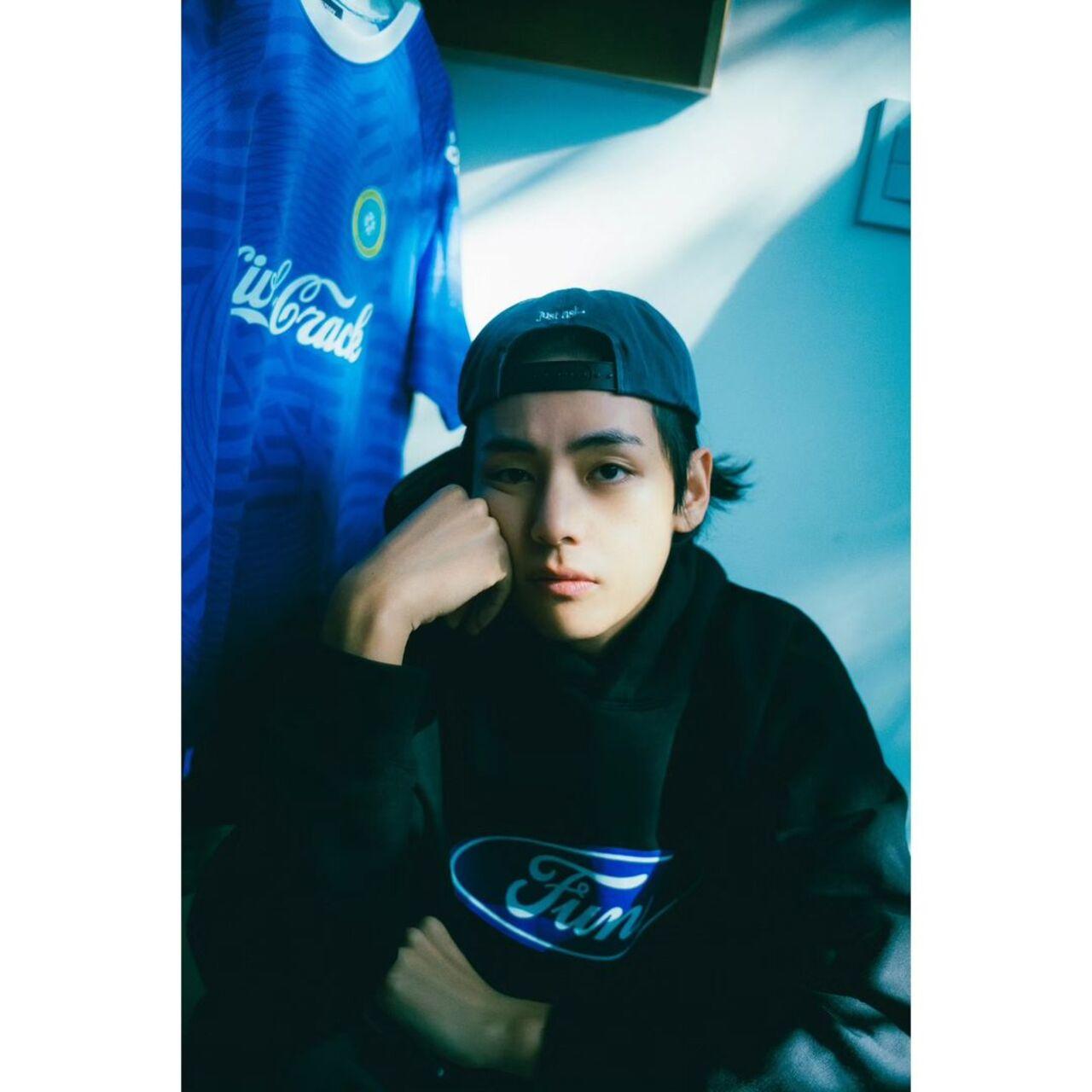 Taehyung is BTS's resident fashionista and is well-known for embracing an eclectic and singular fashion sense. The Layover photoshoot also captures his striking fashionable persona and combines it with a playful aesthetic 