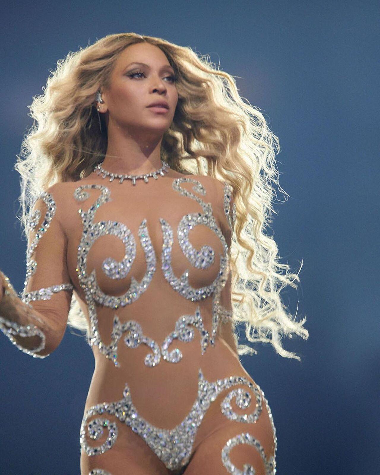 Her outfit had a heavily embellished silver vine design that meandered up and down her body. While this stage outfit attracted a lot of conservative controversy, fans hailed Beyonce's bold choices that highlight her taking agency and control over her own performance and style