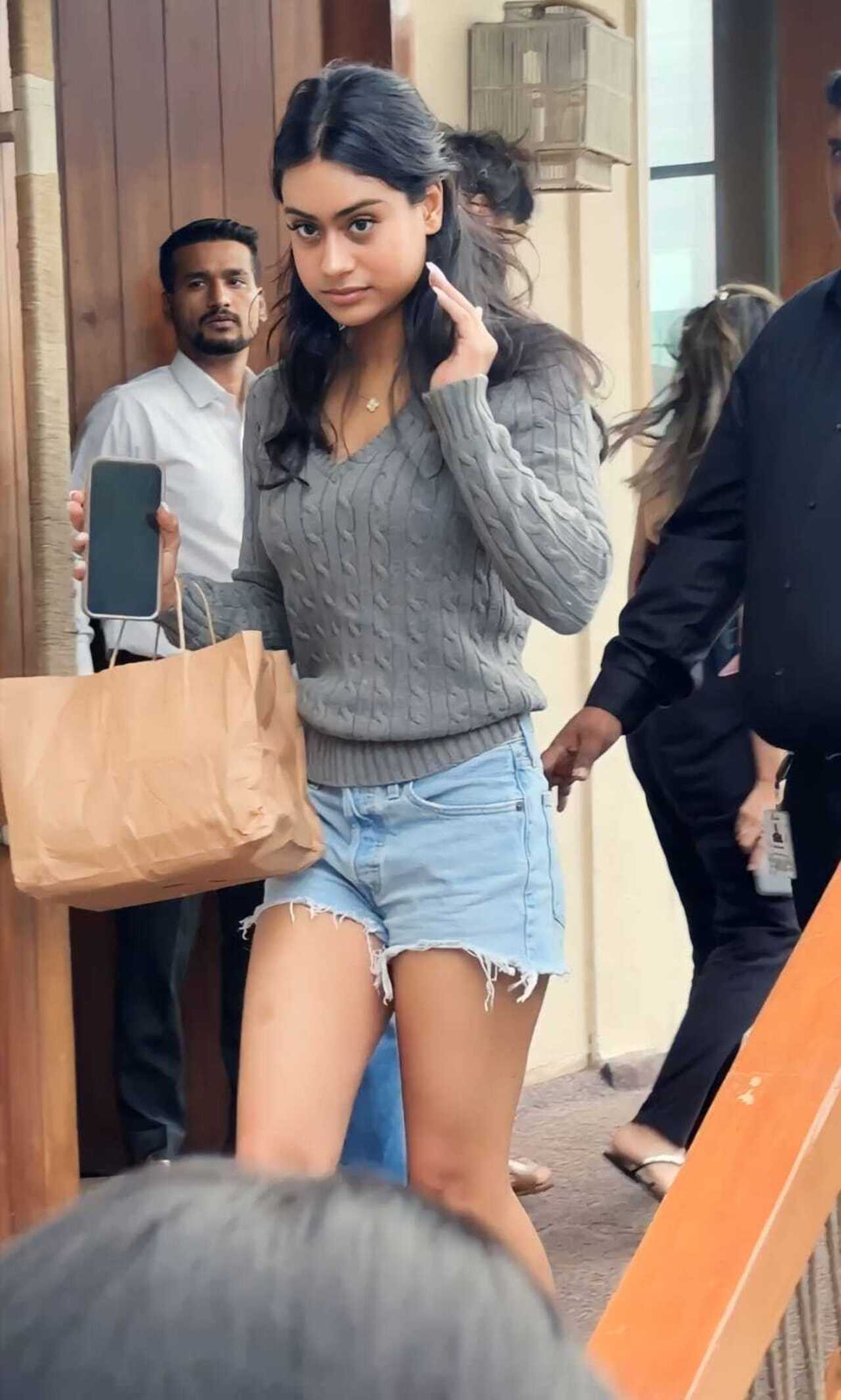 Nysa Devgan looked super cute in a grey top and denim shorts as she was snapped in the city