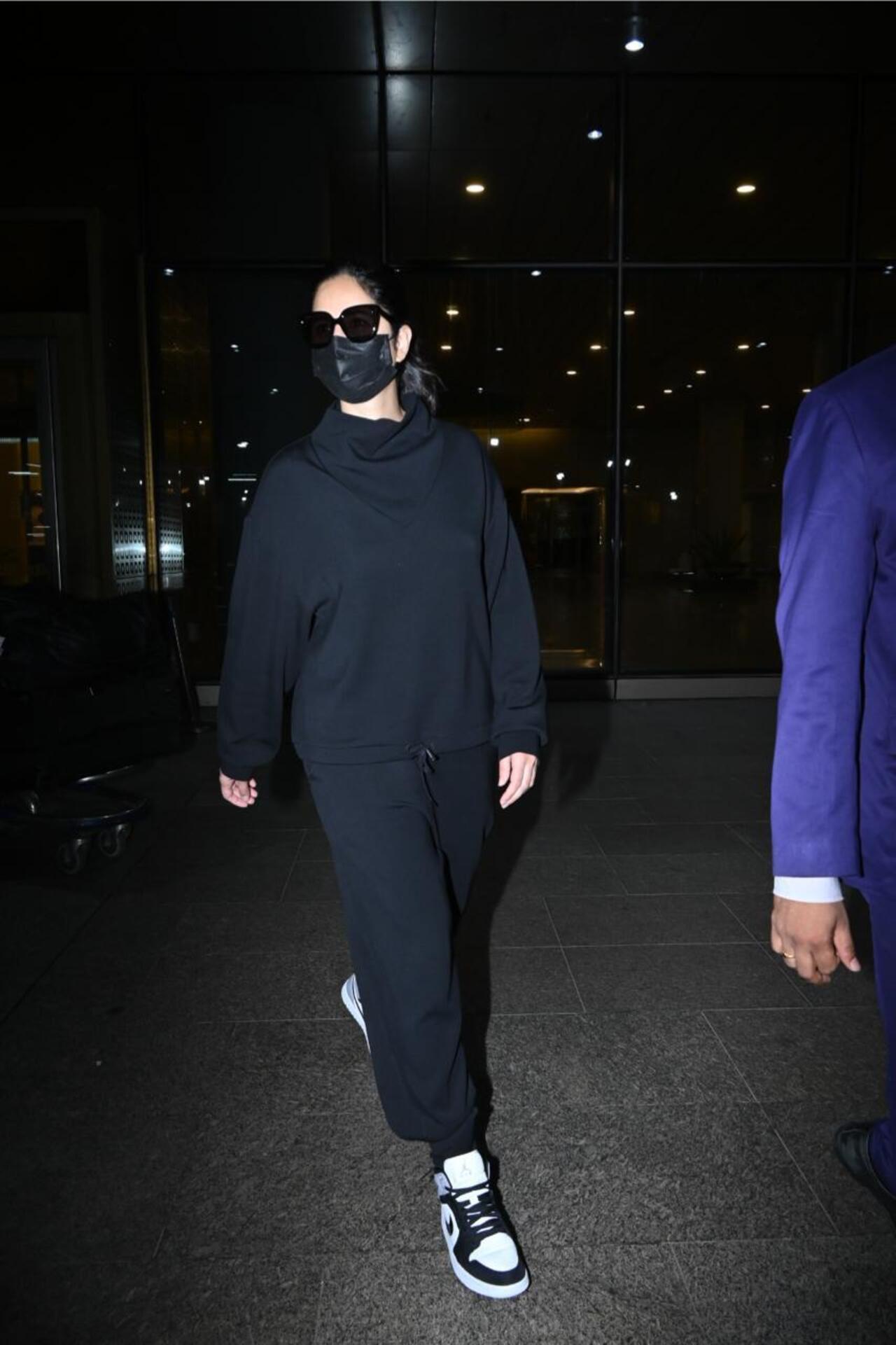Queen Katrina Kaif opted for an all-black outfit as she was snapped at the airport
