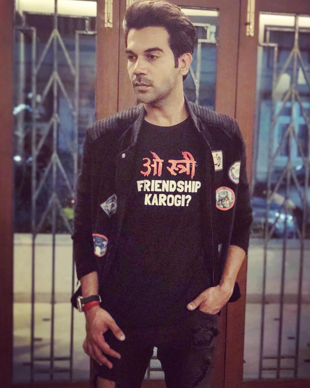 With a playful nod to the movie Stree, Rajkummar Rao dons a shirt that pays homage to the film's humor and charm. This sartorial choice reflects his lighthearted approach to fashion.