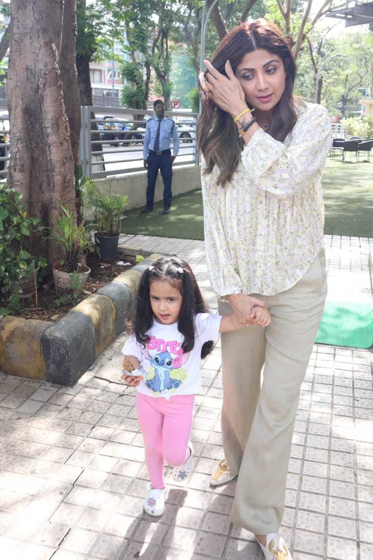 Shilpa Shetty Kundra was snapped as she stepped out in the city with her daughter