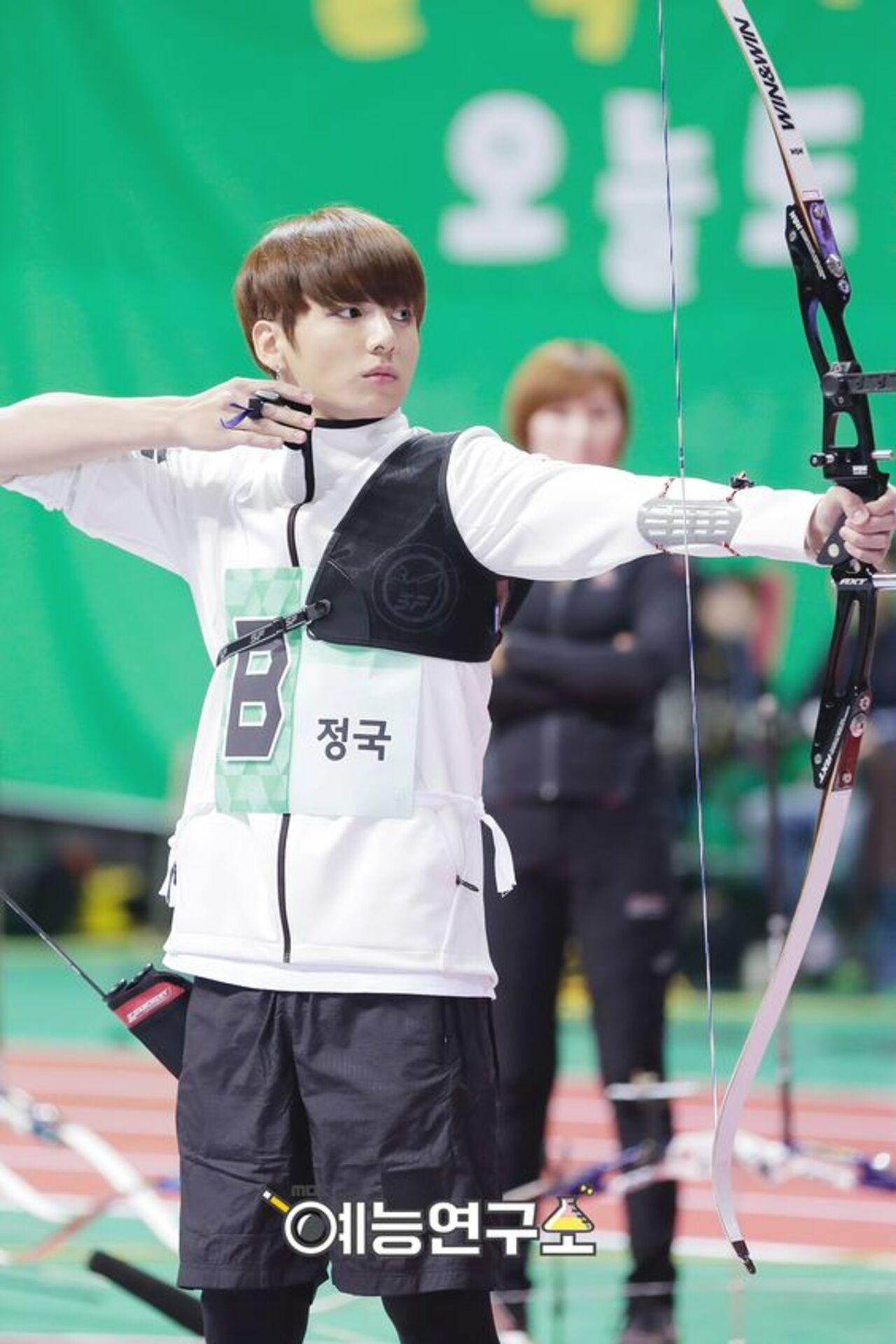Eyes on the prize - bull's eye is what Jungkook had his eyes set on. It's not just super-speed running that BTS's 'Kookie' rabbit is an ace at - he absolutely shone at the archery events in the championship as well