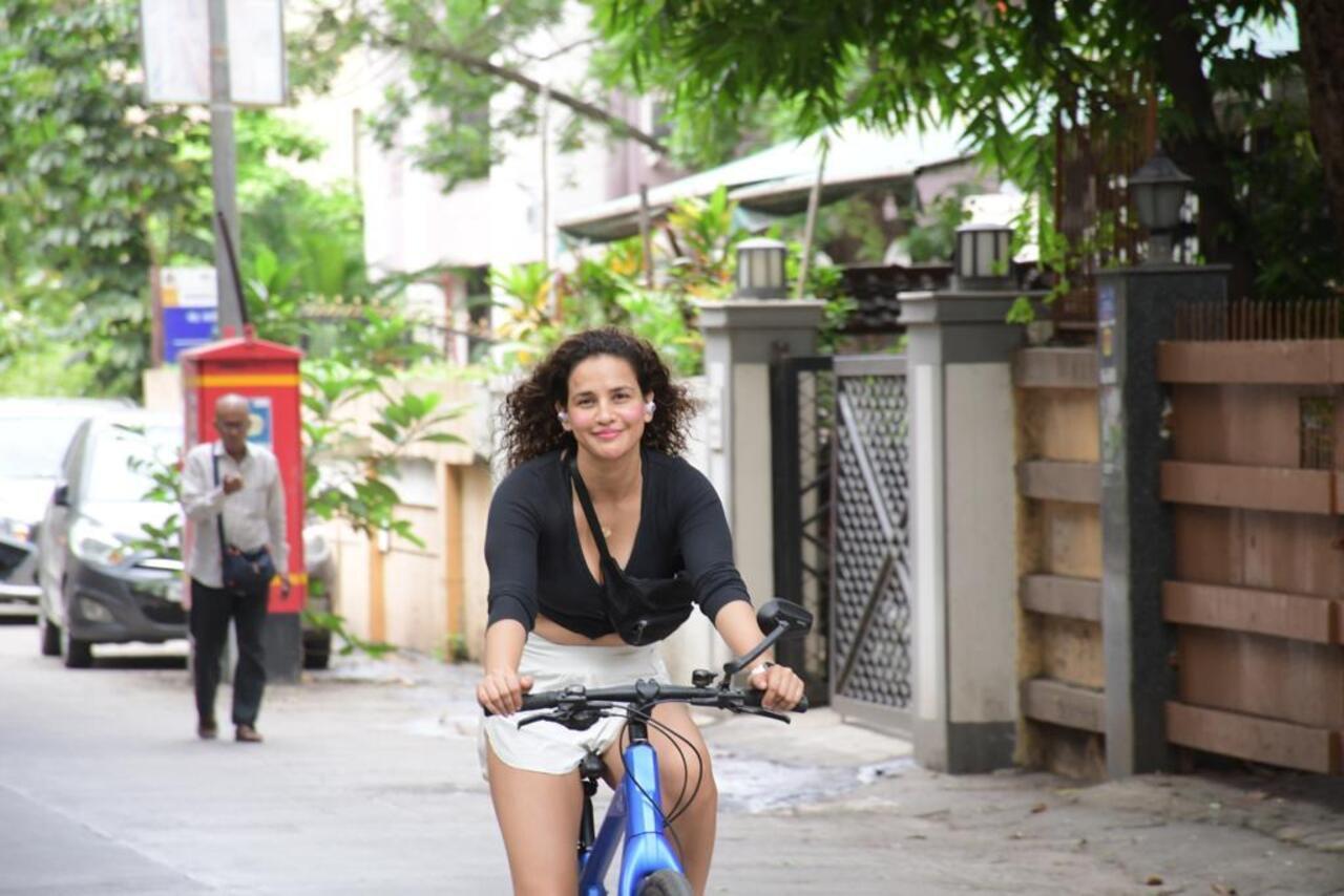 Aisha Sharma was spotted cycling around the streets of Bandra