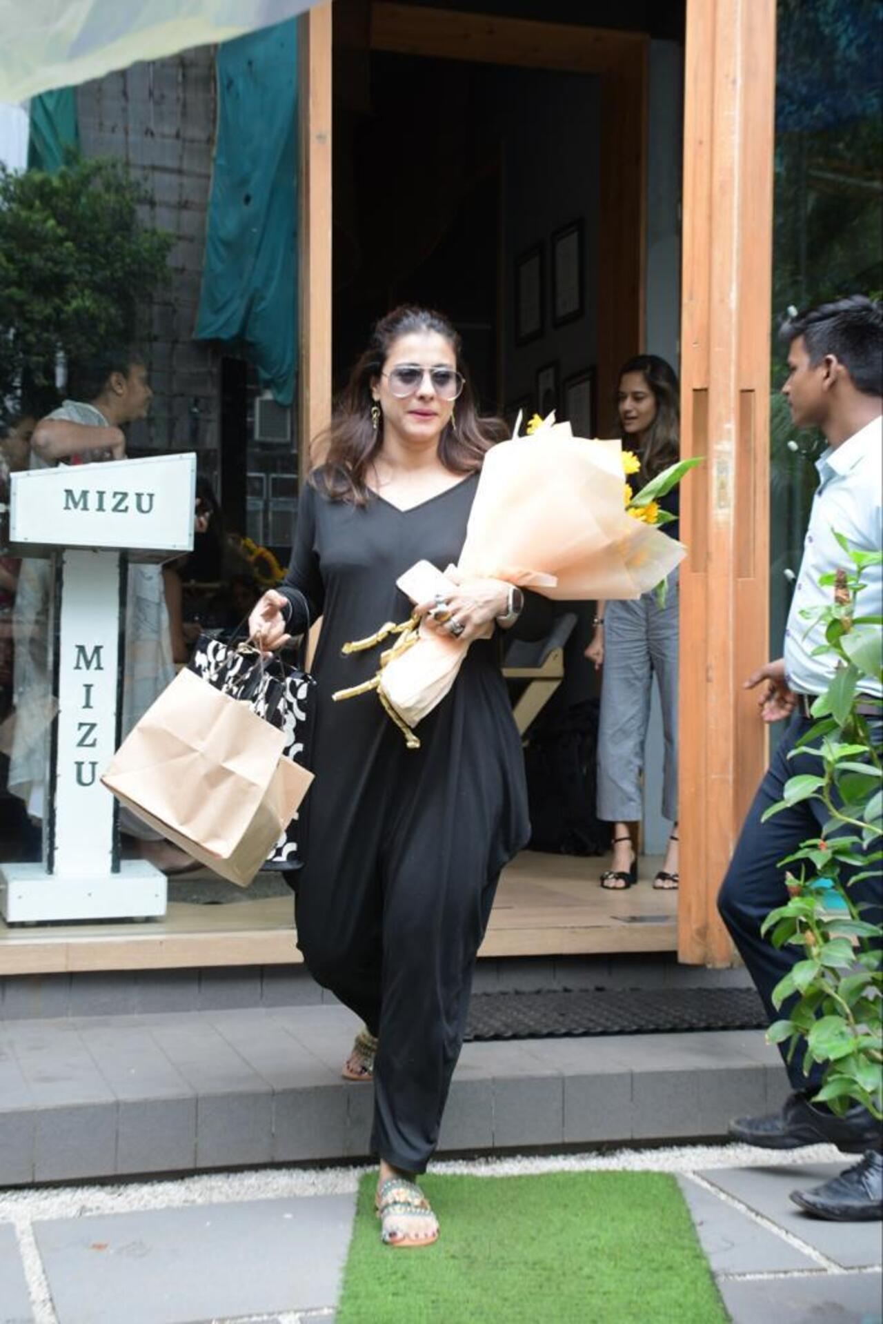 Kajol wore an all-black outfit as she went out and about in the city
