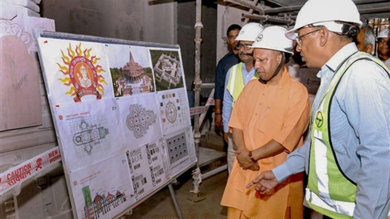 IN PHOTOS: CM Yogi takes stock of Ram temple construction in Ayodhya