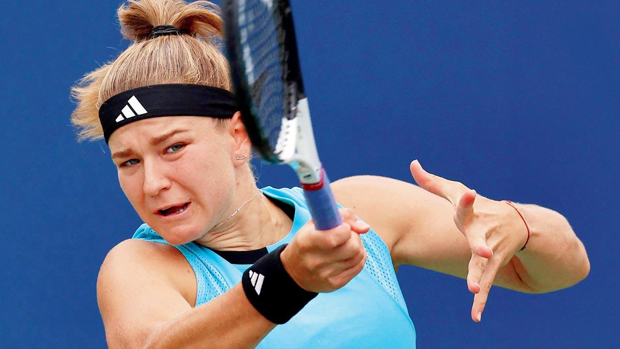 Karolina Muchova during her win over Storm Sanders on Day One of the US Open in New York City yesterday. Pic/AFP