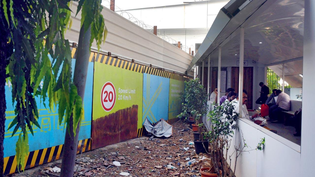 Broken windows at Mantralaya on Thursday