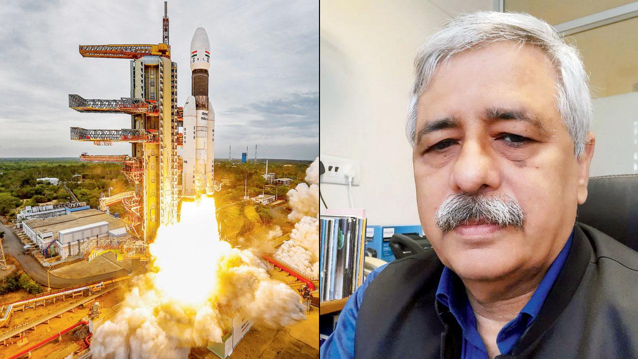 A moment from Chandrayaan 2’s lift-off in 2019. File Pic (right) Arvind Paranjpye