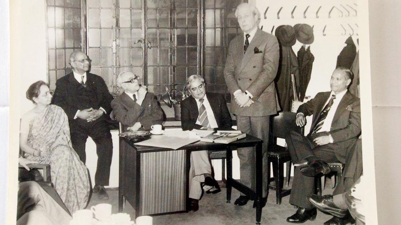 In 1966, the Air India office PR head for London was Trevor Turner (standing) was retiring. India Weekly Newspaper gave him this farewell party at the India Club. (From left) Kusoom Vadgama (author, historian and co-founder of Indo-British Heritage Trust), Dr Tarapada Basu (the India Weekly Editor), Dr Shalvankar (journalist columnist with India Weekly and the foreign correspondent of the Hindu, who later went on to Moscow as India’s Ambassador)