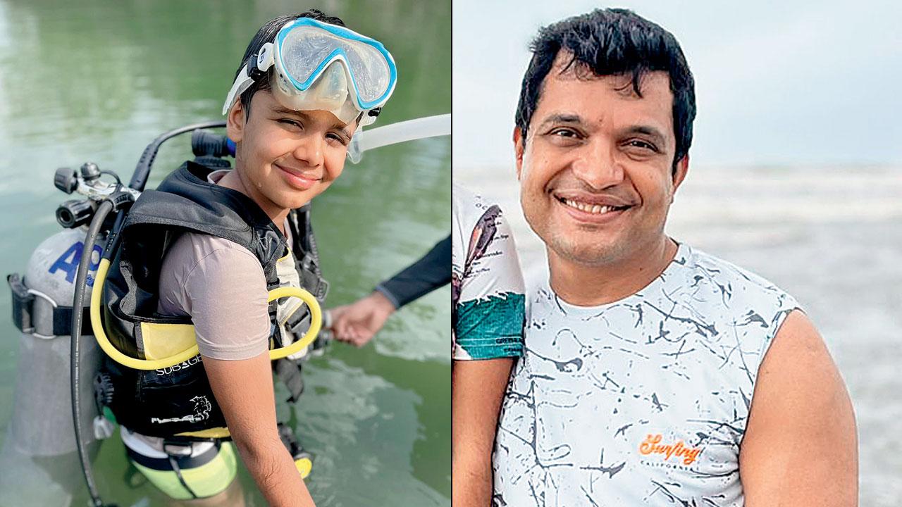Dwit Nandu prepares for a dive in his scuba gear