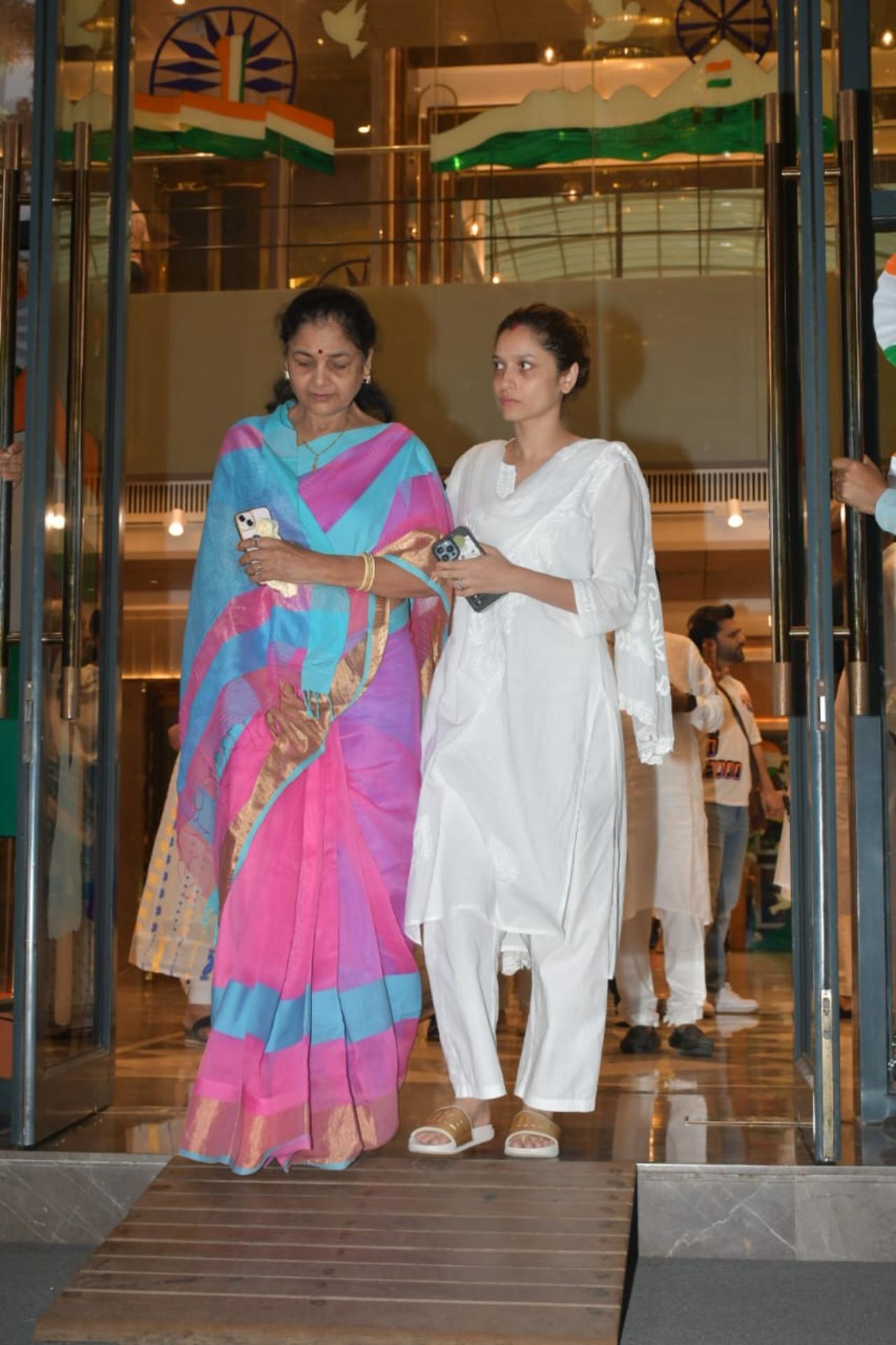 Ankita Lokhande held her mother close to her after the prayer meet 