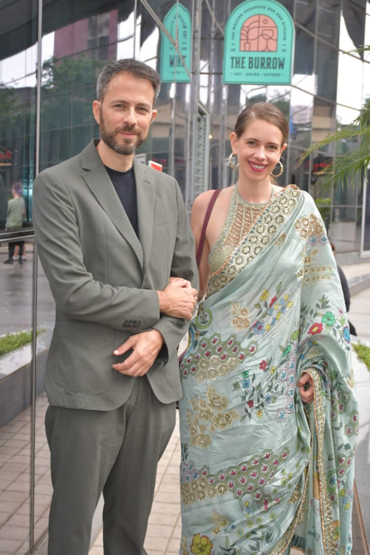 Anurag Kashyap's ex-wife and actress Kalki Koechlin also attended the celebration. The actress looked stunning in a printed green saree