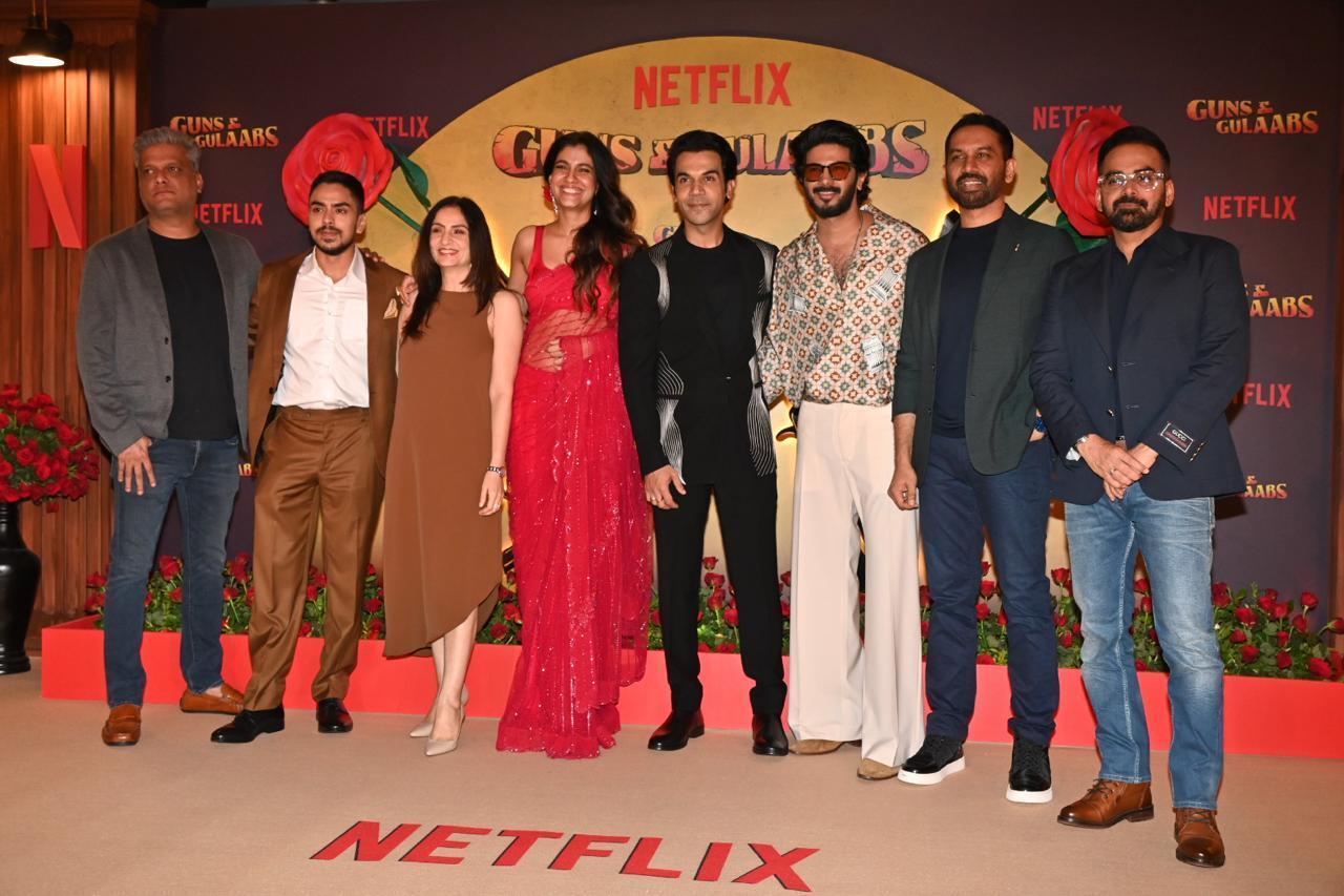 The lovely team of Guns & Gulaabs. The series will be streaming on Netflix from August 18