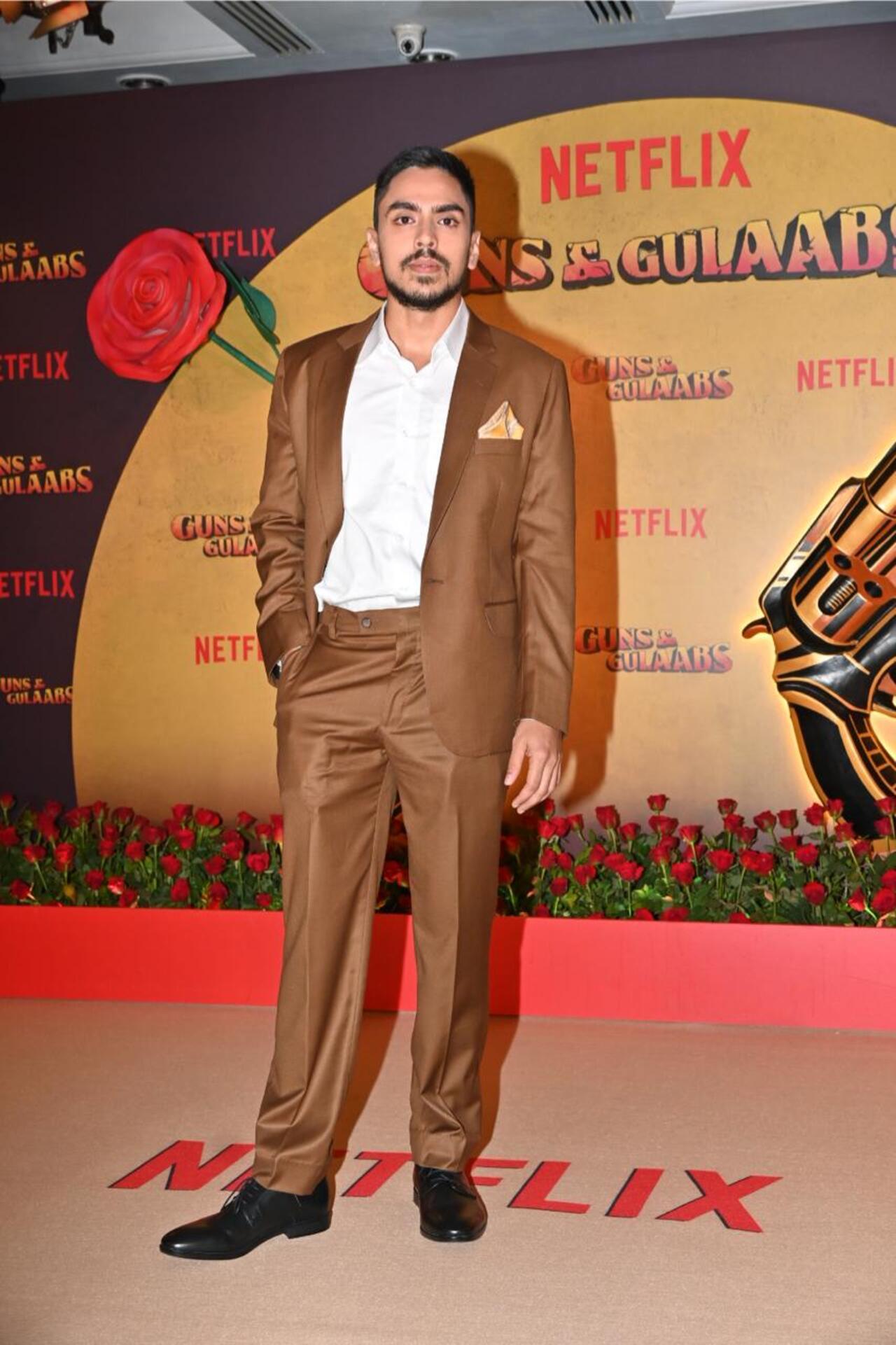 Adarsh Gourav looked suave in a brown and white suit. The actor plays the role of Chhota Ganchi in the series