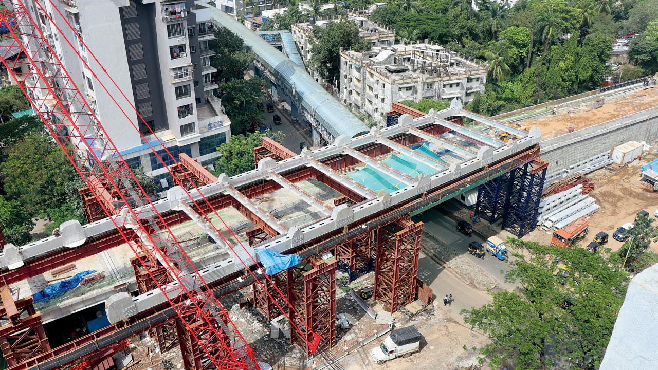 The under-construction Gokhale Road bridge in Andheri East on Tuesday. Pic/Anurag Ahire