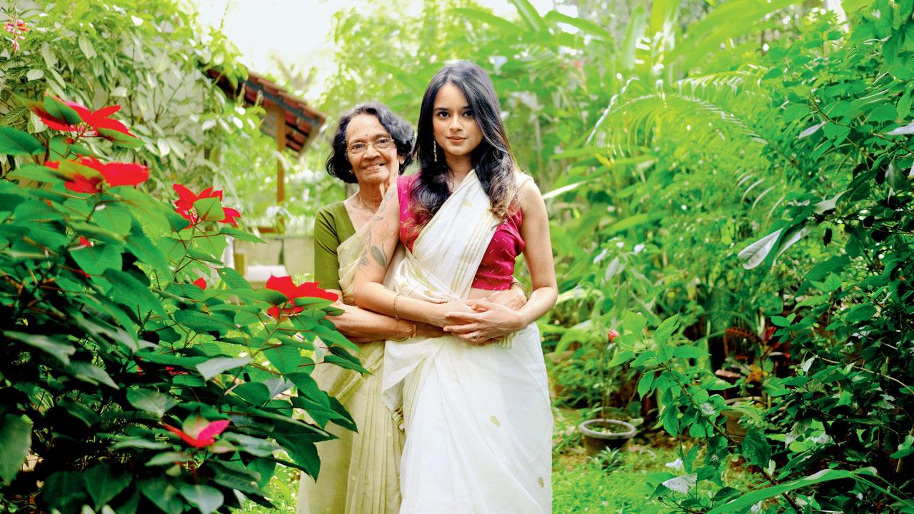 Tia Anasuya with her grandmother Ammu George. Pic/Aysha Tanya
