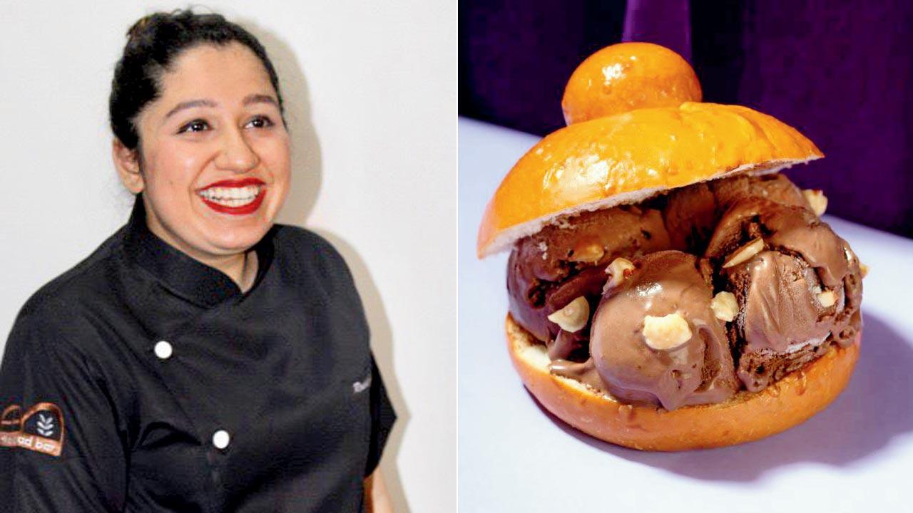  Chef Rachi Gupta; (right) Brioche with gelato