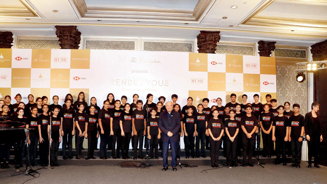 Mehta with young talents from the Mehli Mehta Foundation