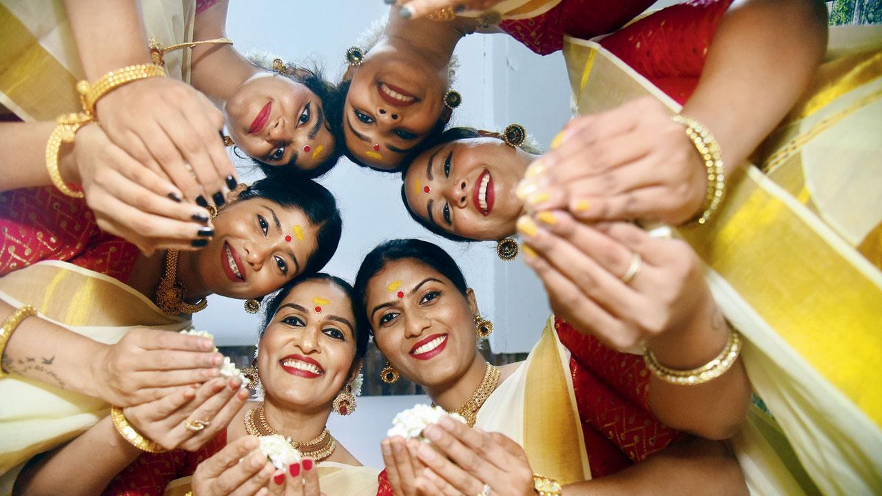 Women of the Nupur School of Dance in Kurla who take part in Onam celebrations in the nearby Keralite association