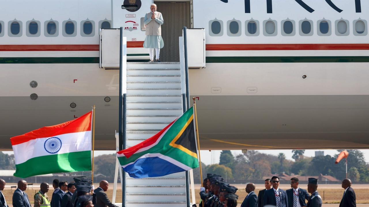 IN PHOTOS: PM Modi arrives in South Africa to attend 15th BRICS summit