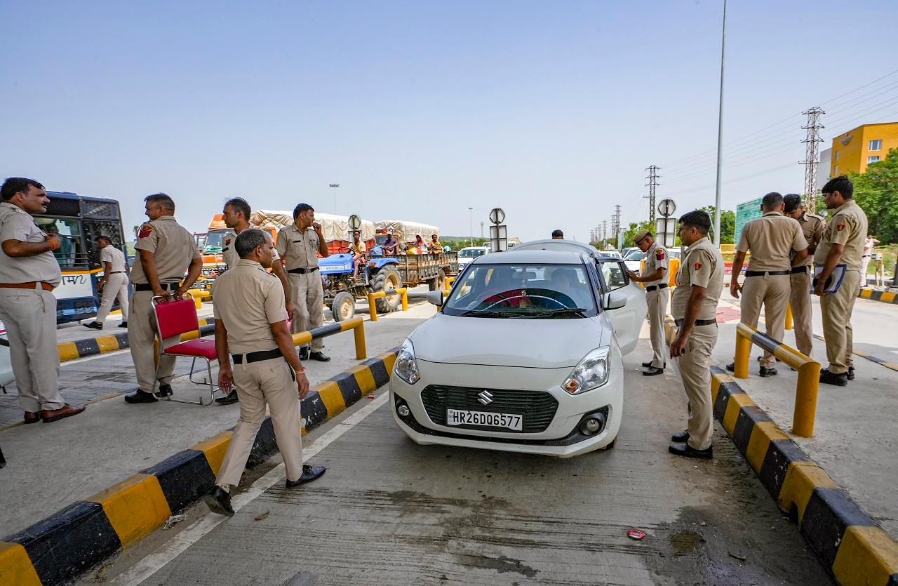 Multiple layers of barricades have been erected by police at various points and all vehicles entering Nuh were thoroughly checked by security personnel. Anti-riot vehicles and drones have also been deployed