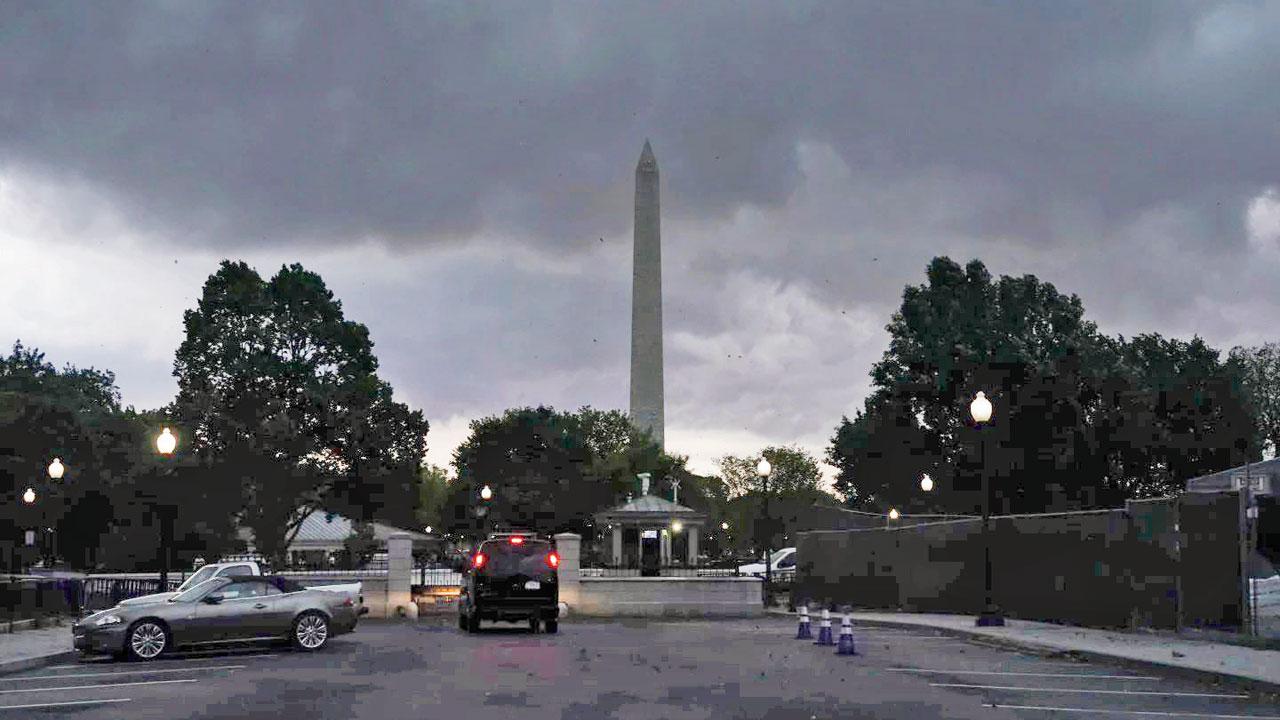 Strom clouds pass over the Washington Monument. Pic/AP