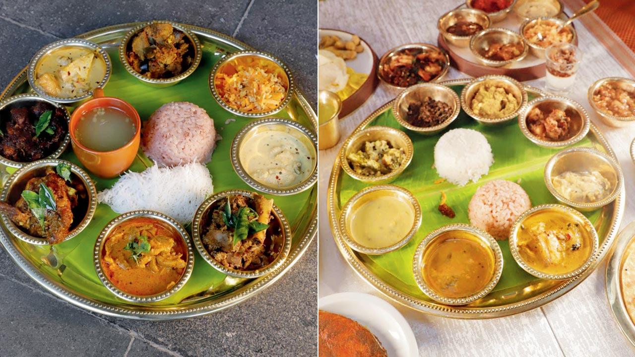 (From left) Non-vegetarian and vegetarian festive spreads