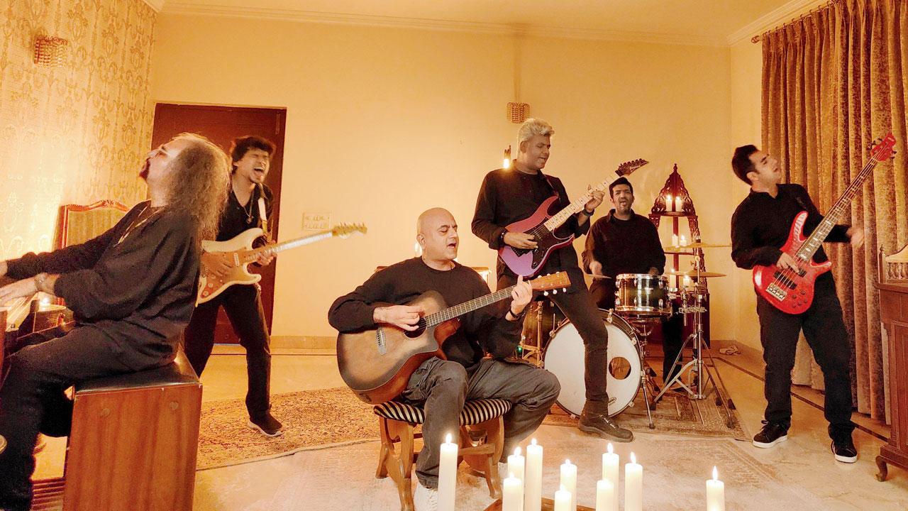 (From left) Subir Malik, Saurabh Chaudhry, Nitin Malik, Abhishek Mittal, Srijan Mahajan and Gaurav Balani in a still from the music video