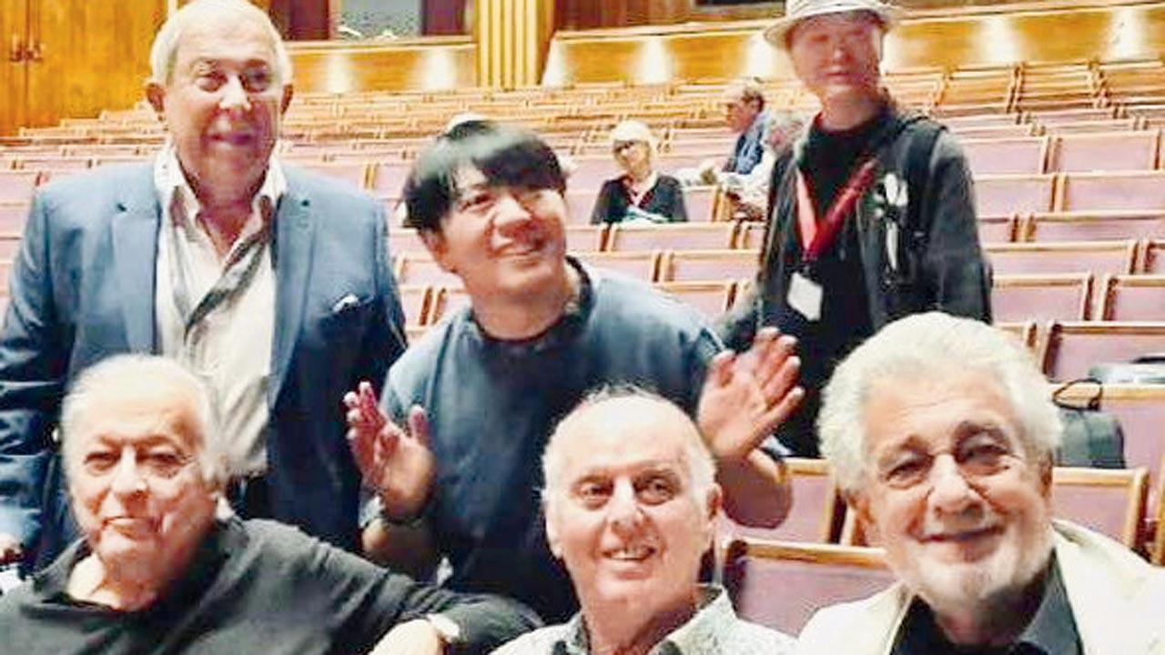 The friends in Salzburg in May this year, with legendary musicians Daniel Barenboim and Placido Domingo (seated front with Mehta), and Lang Lang beside Dr Hamied  
