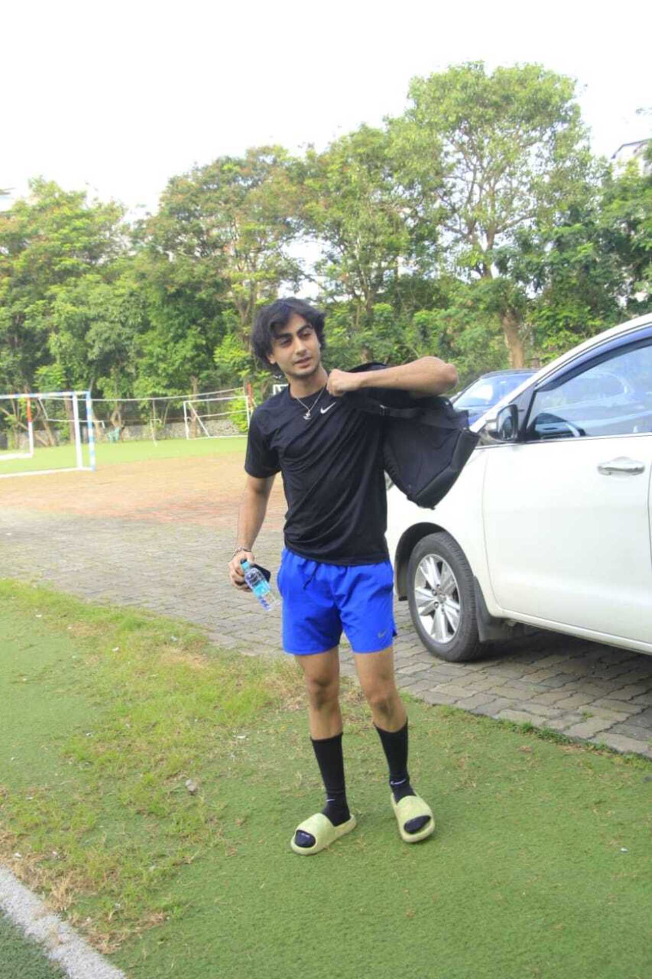 Arhaan Khan looked smart as he was spotted in his sports fit at a football practice match in Juhu