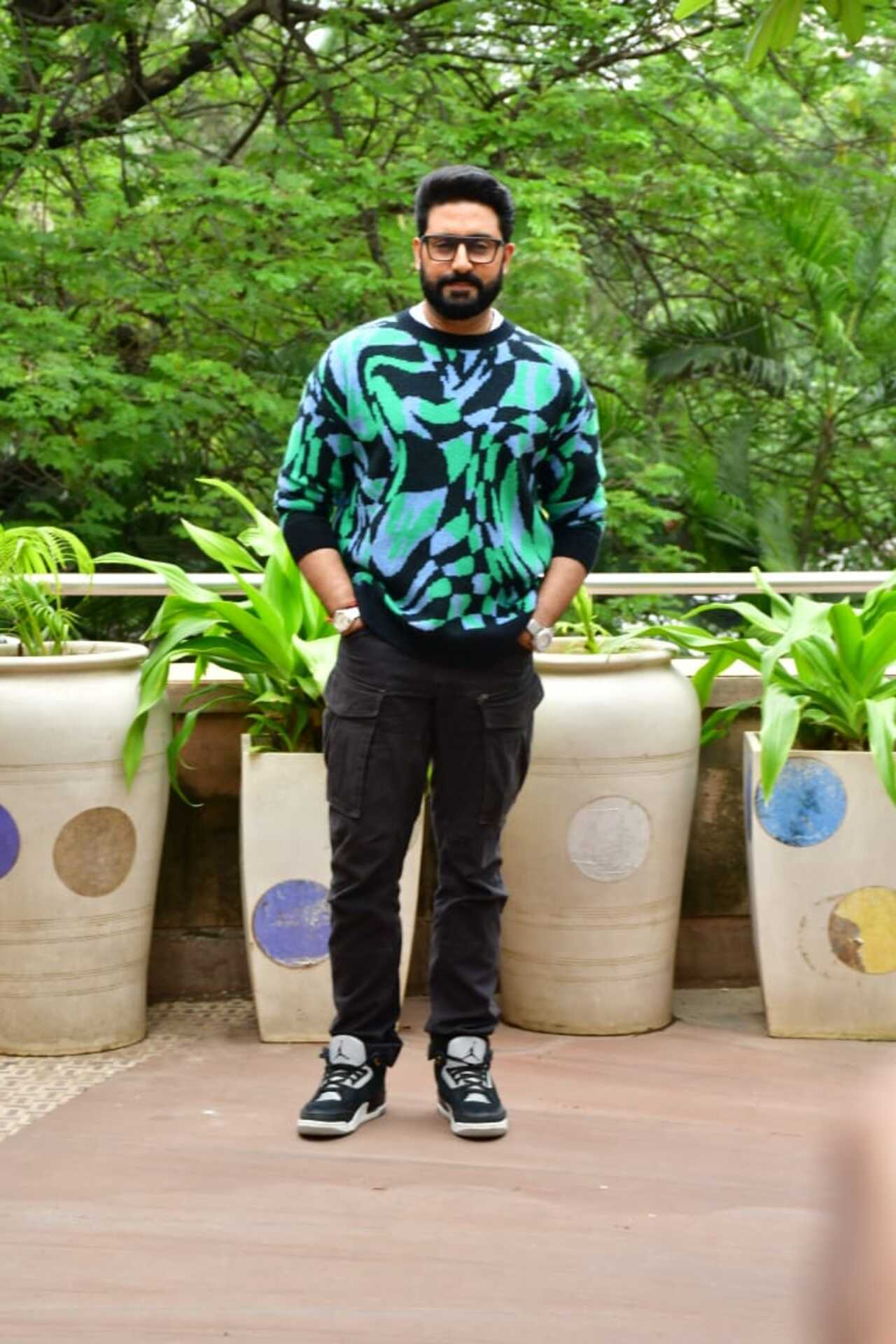 Abhishek Bachchan was out in the city for Ghoomer's promotions