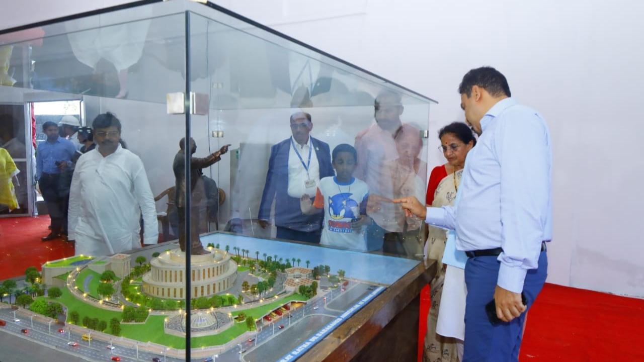 The highlight of the memorial complex is the magnificent bronze statue of Bharatratna Dr Babasaheb Ambedkar