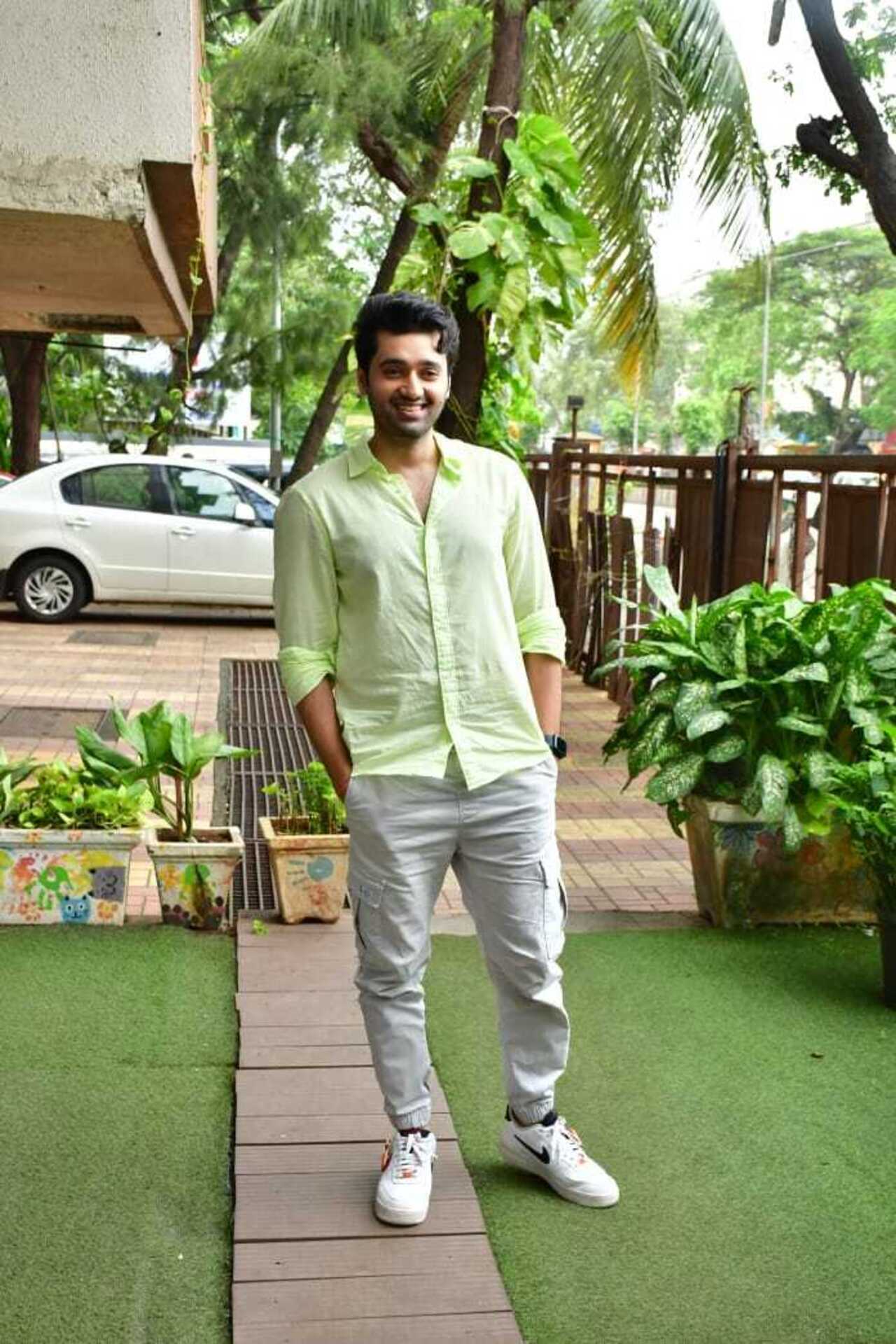 Utkarsh Sharma was spotted wearing a cool green t-shirt paired with white jeans