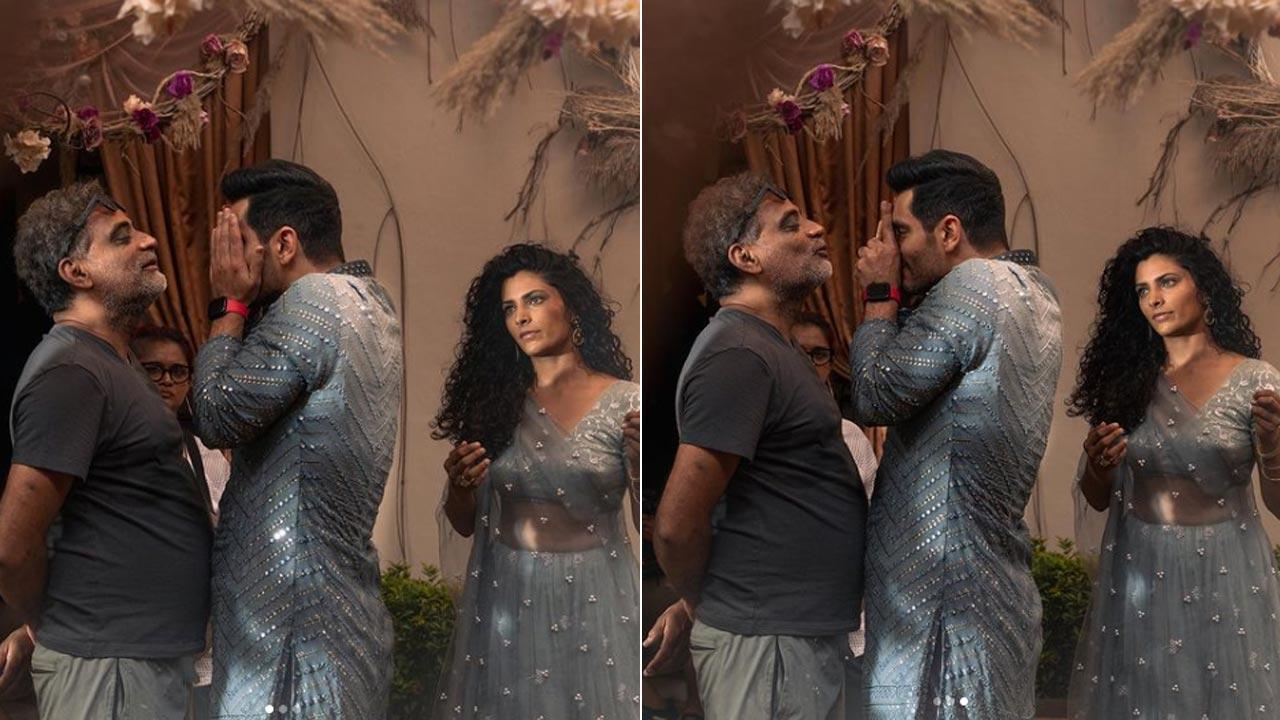 Angad Bedi shares BTS pictures with ‘Ghoomer’ director R Balki