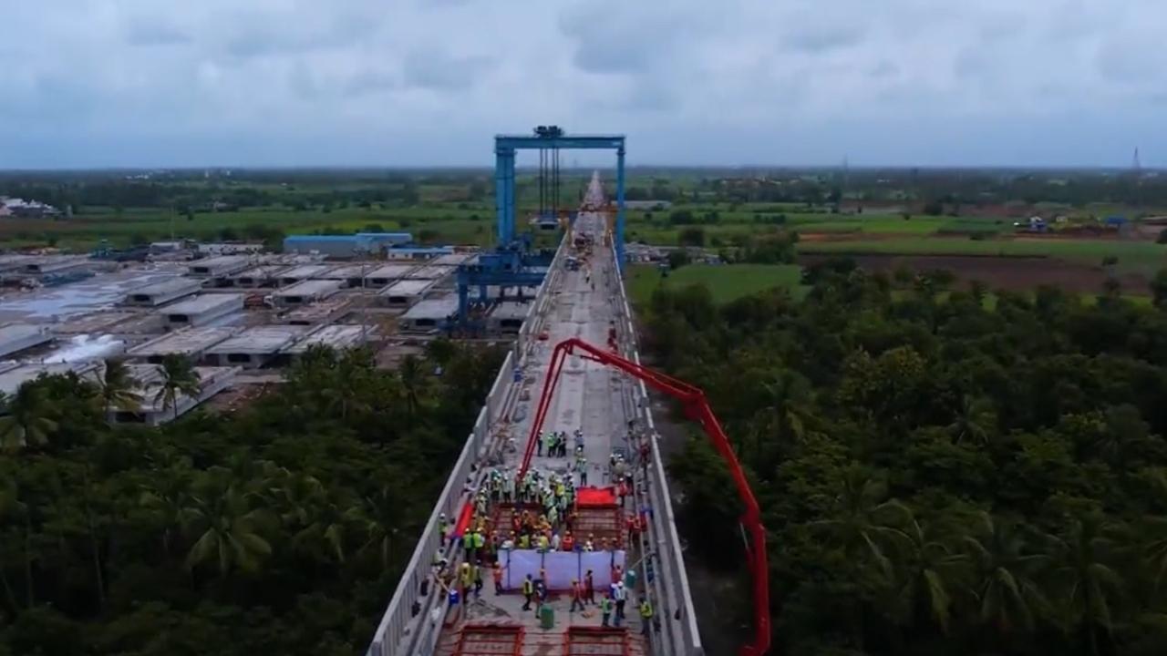 Mumbai-Ahmedabad bullet train project: Construction of first ballastless track with concrete bed starts from Surat