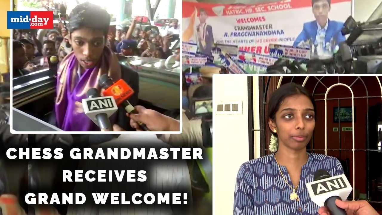 Chess grandmaster R Praggnanandhaa receives grand welcome in Chennai
