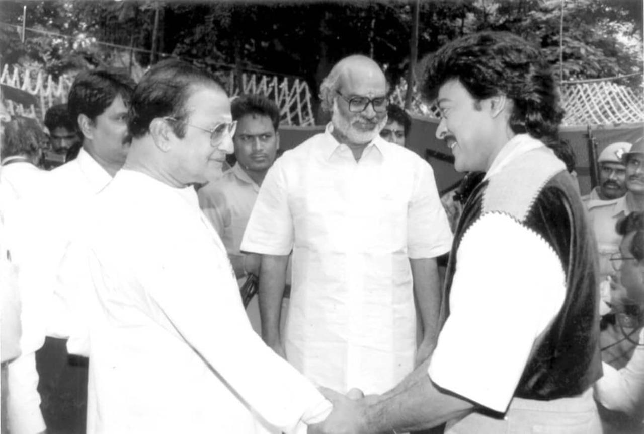 Chiranjeevi poses with the late NTR