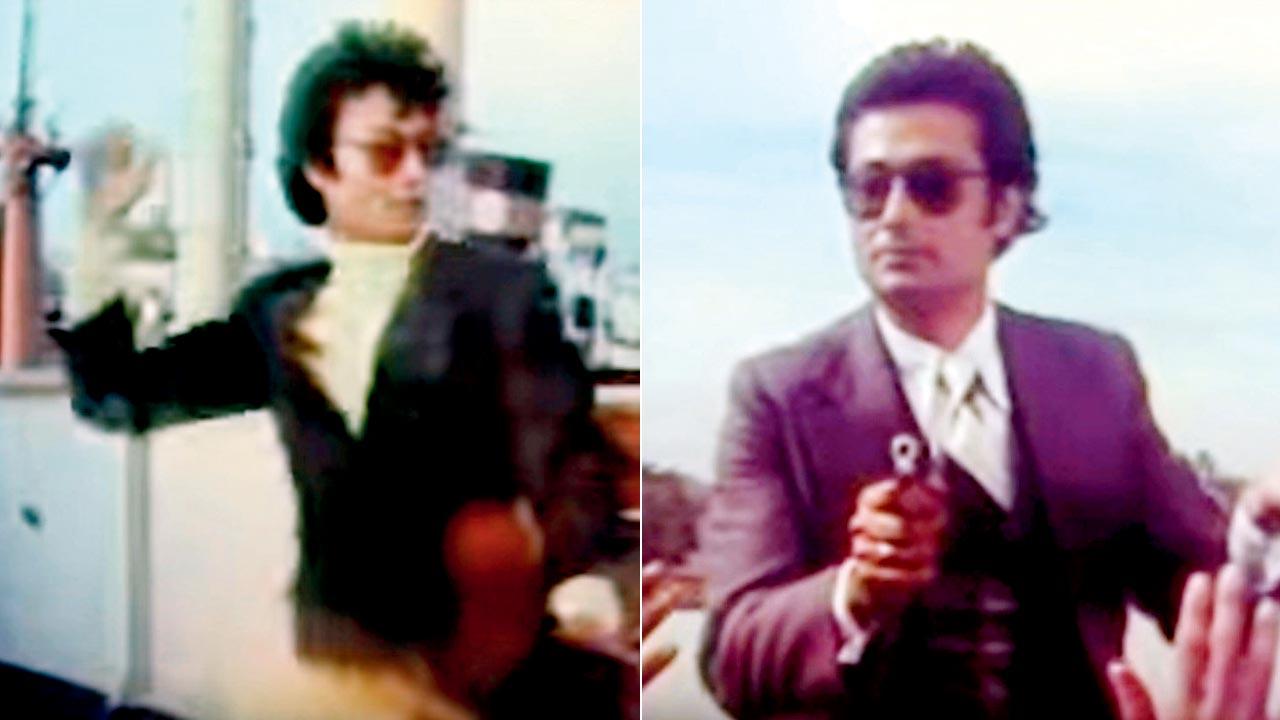 Ardhendu Bose enacts the role of a suave spy in the 1970s ad for Bombay Dyeing. Pics courtesy/Youtube